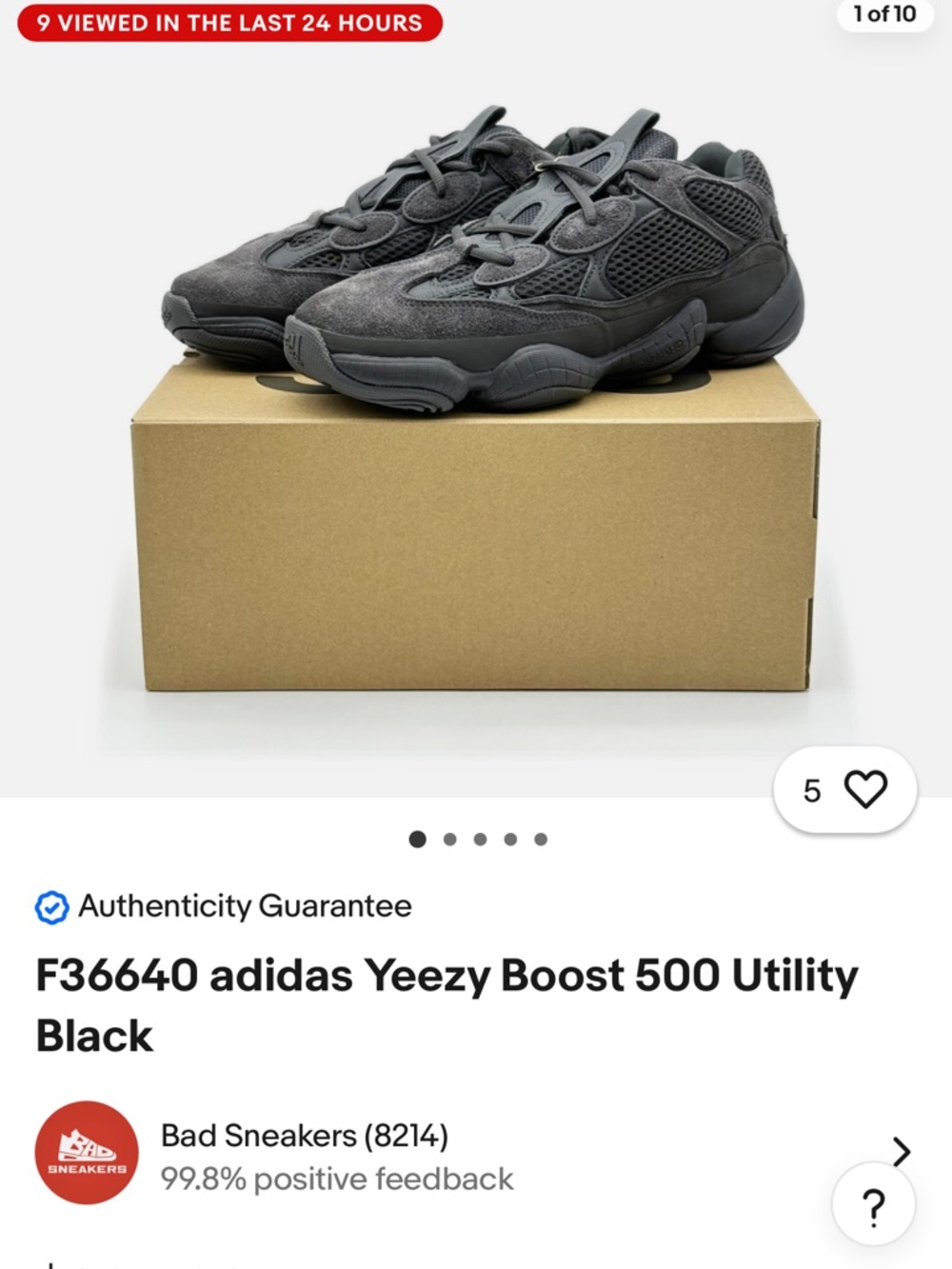 adidas Yeezy Boost 500 Black Suede Mesh Sneakers